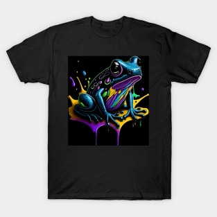 Splash Art of a Cute Colorful Frog T-Shirt